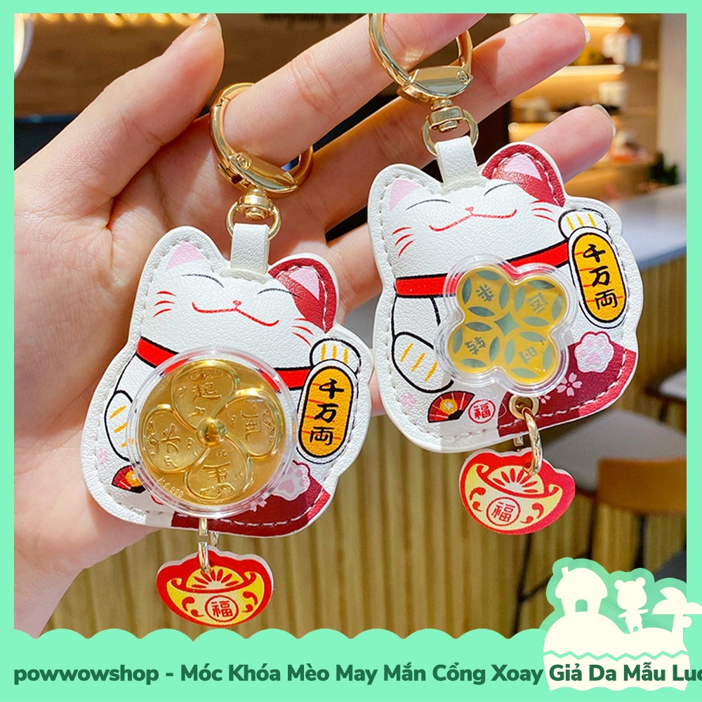 [Sẵn VN - Hỏa Tốc] Móc Khóa Mèo May Mắn Xoay Xoay Giả Da Mẫu Mèo May ...