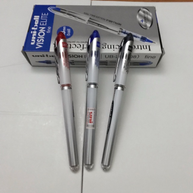 Stylos Roller Uni-Ball Vision Elite UB-200 - Lot De 5 Couleurs Assorties - Encre Liquide Fluide - Trait Moyen