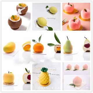 Silicone Mô Phỏng Khuôn Mousse Trái Cây Đào Cam Táo Dừa Xoài Khuôn Pháp Mousse Bánh Khuôn