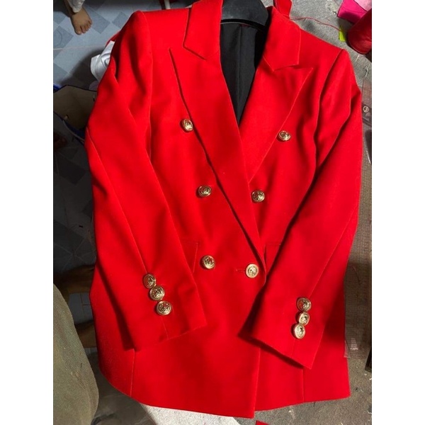 Bộ - Áo blazer nữ & Quần Short màu đỏ đô form nút đồng sang trọng [MAY THEO SỐ ĐO] chất liệu cao cấp, 2 lớp lót lụa mềm