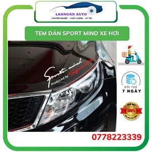 Tem dán chữ Sport mind prodeced by Sports xe hơi ô tô đầy đủ màu sắc, tem chữ dán capo