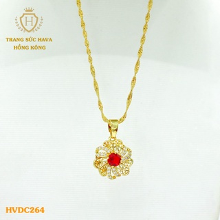 Dây Chuyền Nữ Titan, Vòng Cổ Mặt Đính Đá Xi Mạ Vàng Non 24k Cao Cấp - Trang Sức Hava Hong Kong