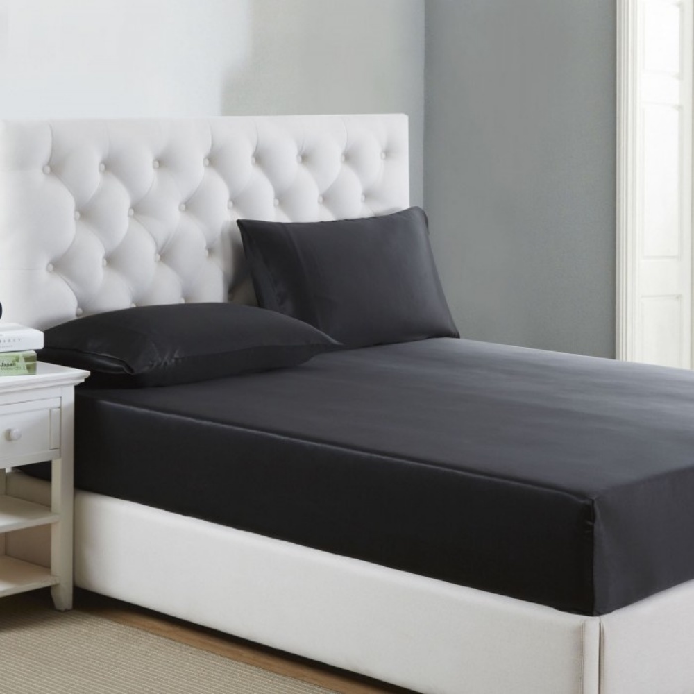 Ảnh Bộ Chăn Ga Gối Lụa Cao Cấp NITE9SILK TRAMDO BEDDING Màu Đen Huyền Bí 4