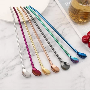 Muỗng kiêm ống hút bằng inox có thể sử dụng lại tiện dụng - ống hút kiêm thìa cao cấp