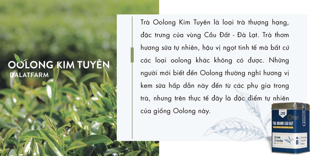 Mô tả Trà Oolong Kim Tuyên Cầu Đất Dalat Farm - Hộp 220Gr - 1