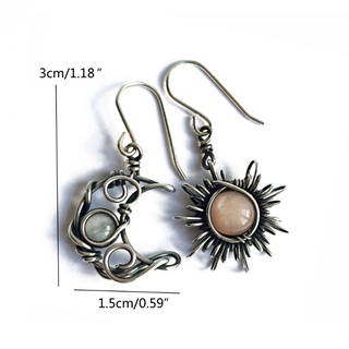 Kra Boho Cho Celestial Moonstone Tòn Ten Thả Bông Tai Cổ Bạc Cho Mặt Trời Và Mặt Trăng Móc Bông Tai Trang Sức Thời Trang Cha