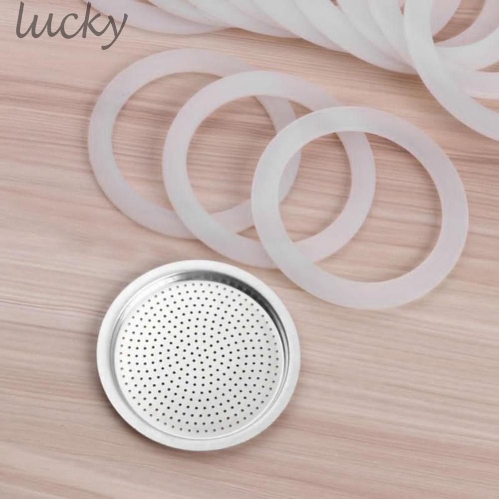 LUCKY3 Silicone Seals And 1 Aluminum Filter For Espresso Pot Moka Pot