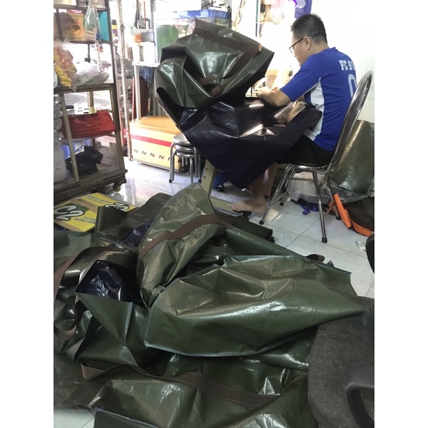 Túi bạt đựng đồ cực dày màu Rêu Tím may đường chỉ tỉ mỉ, đựng tới 60kg.