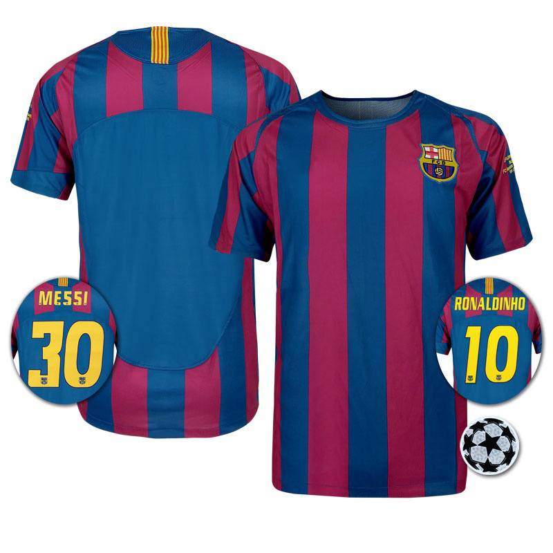SY3 2005-06 Barcelona Retro Sân Nhà Jersey Áo Bóng Đá Ronaldinho Messi Thể Thao Hàng Đầu Unisex Phiên Bản Cầu Thủ YS3