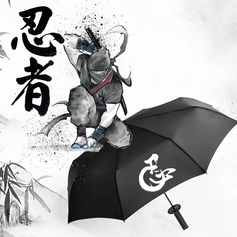 Dù Che Mưa Nắng Màu Đen Phong Cách Samurai Nhật Bản