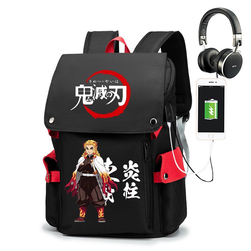 YT2 Demon Slayer Kamado Tanjirou Ba lô chống trộm Schoolbag Sinh viên Oxford vải chống mài mòn túi nam TY2
