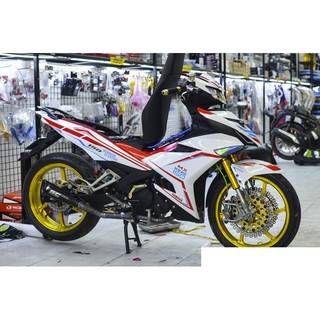 Tem trùm exciter 150 trắng đỏ mx fuel mẫu mới, độ team trùm decal xe máy ex dán đời 2015-2020