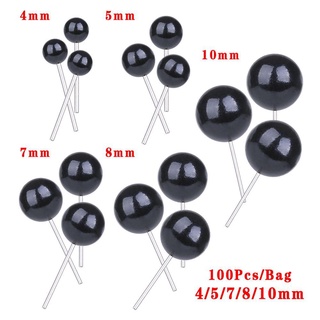 Risedot 100 Cái / túi Kính Đen Mắt Quà Tặng Giáng Sinh Nhựa 4 / 5 / 7 / 8 / 10 Mm Gấu Kim nỉ