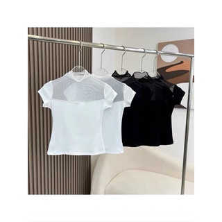 Áo thun mỏng phối lưới ôm body mix cùng Vest, áo khoác 380