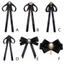 OXXGGKAO Giả Ngọc Trai Ruy Băng Thổ Cẩm Pin Tie Vintage Pre-Tied Cổ Trang Sức Nơ Áo Sơ Mi Cà Vạt Kẹp Cho Nữ G