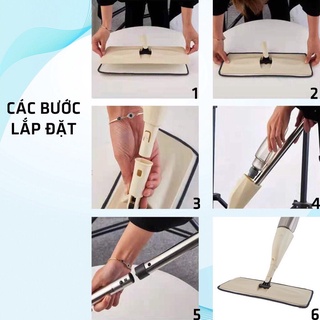 Cây lau nhà phun sương 360 độ , chổi lau nhà thông minh có bình xịt nước