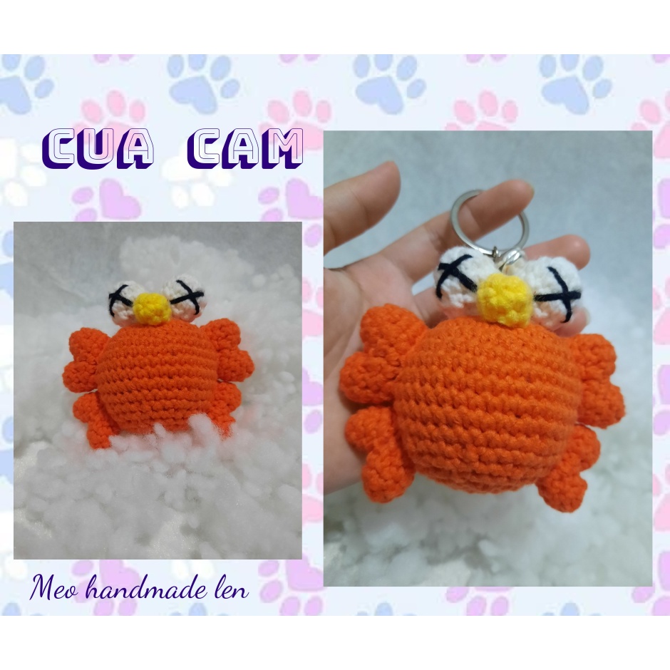 Móc khóa cua ngạt nước - Handmade len - Amigurumi - Crochet (có chuông)