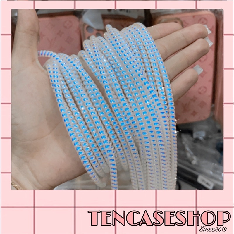 Dây quấn cáp sạc tai nghe bảo vệ cáp dài1m4 không cần nối dây bảng to dày lò xo chống đứt gãy