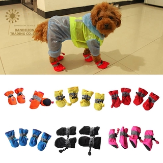 [Bồ công anh] 4 Cái / bộ Giày chống trượt cho chó con đế mềm Giày cho chó cưng mềm chống thấm nước Chăm sóc chân thú cưng Phụ kiện thú cưng chống thấm nước