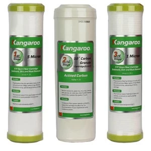 Bộ 3 Lõi Lọc nước 1,2,3 Kangaroo - Hàng chính hãng-Dùng cho máy lọc nước thường - Lọc bảo vệ màng RO