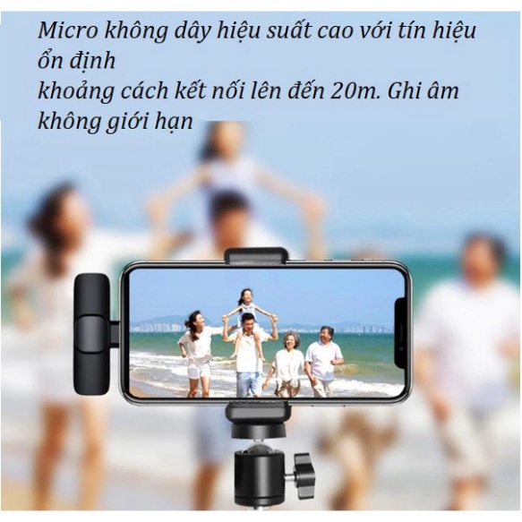 Micro Không Dây Cài Áo K9 - Khử Tiếng Ồn Cao Cấp Khoảng Cách 20m- Chính Hãng HD DESIGN