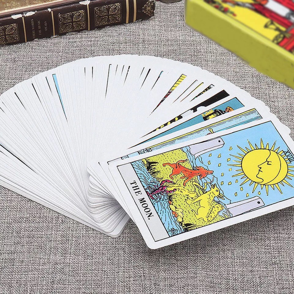 Ảnh Combo Bài Bói Tarot 78 Lá Cỡ Lớn 6.5*10 Cm The Rider Waite Deck + Túi Nhung Đựng Bài + Khăn Nhung Trải Tarot  Amalife 4