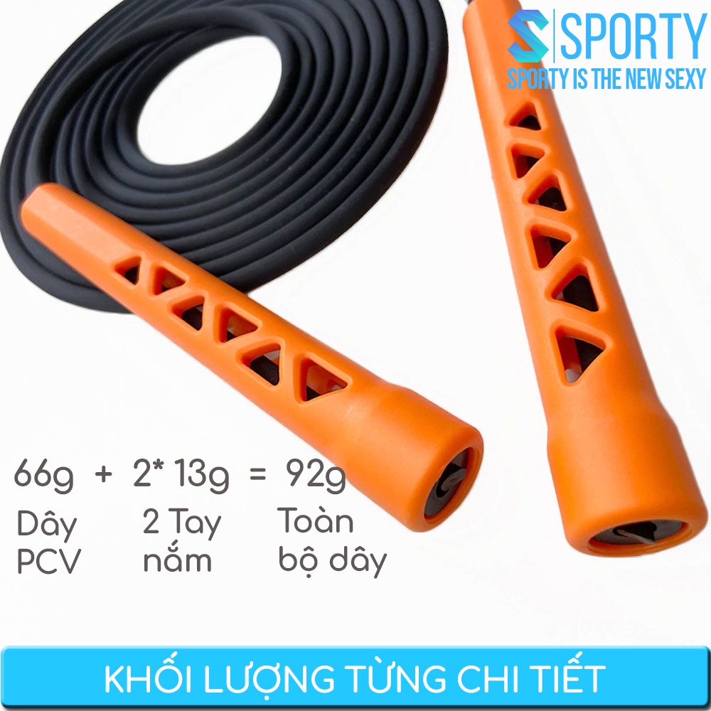 Dây nhảy tốc độ WARRIOR SPORTY, hỗ trợ tập thể lực, thể dục, giảm cân có thể điều chỉnh độ dài