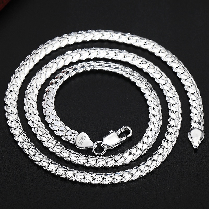Urmylady S925 Bạc 6mm Full Sideways Vòng Cổ 8 / 18 / 20 / 24 Inch Dây Xích Dành Cho Nữ Thời Trang Cưới Đính Hôn Trang Sức