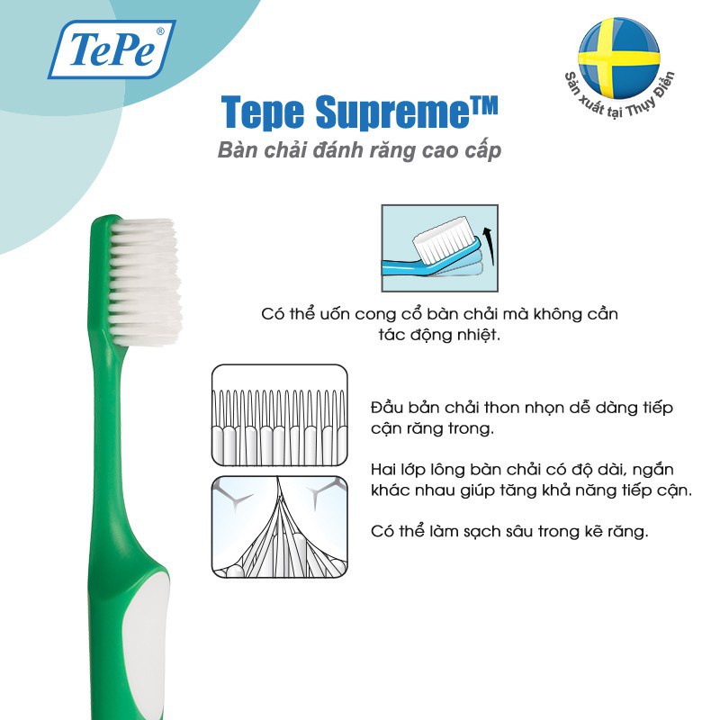 Bàn Chải Đánh Răng Mềm Tepe Supreme (1 Cây) - Lông Dài Ngắn Xen Kẽ, Làm ...