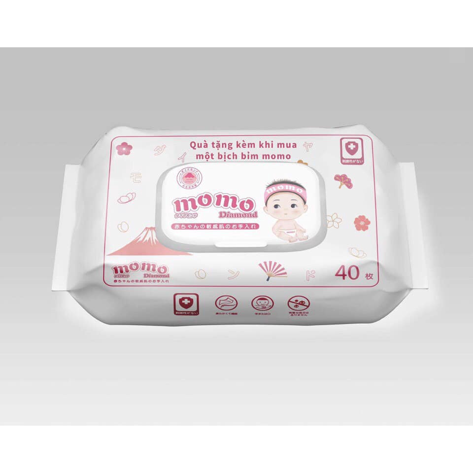 Khăn ướt/Giấy ướt không mùi MOMOTARO/MOMO DIAMOND (1 bịch /40tờ rút ...