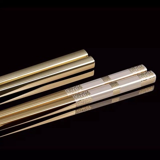 Combo10 Đôi Đũa Inox 304,Hoa Văn PHÚC LÀNH Mạ Titanium VÀNG,ĐEN Inox 304, Khắc Laser Chống Trượt