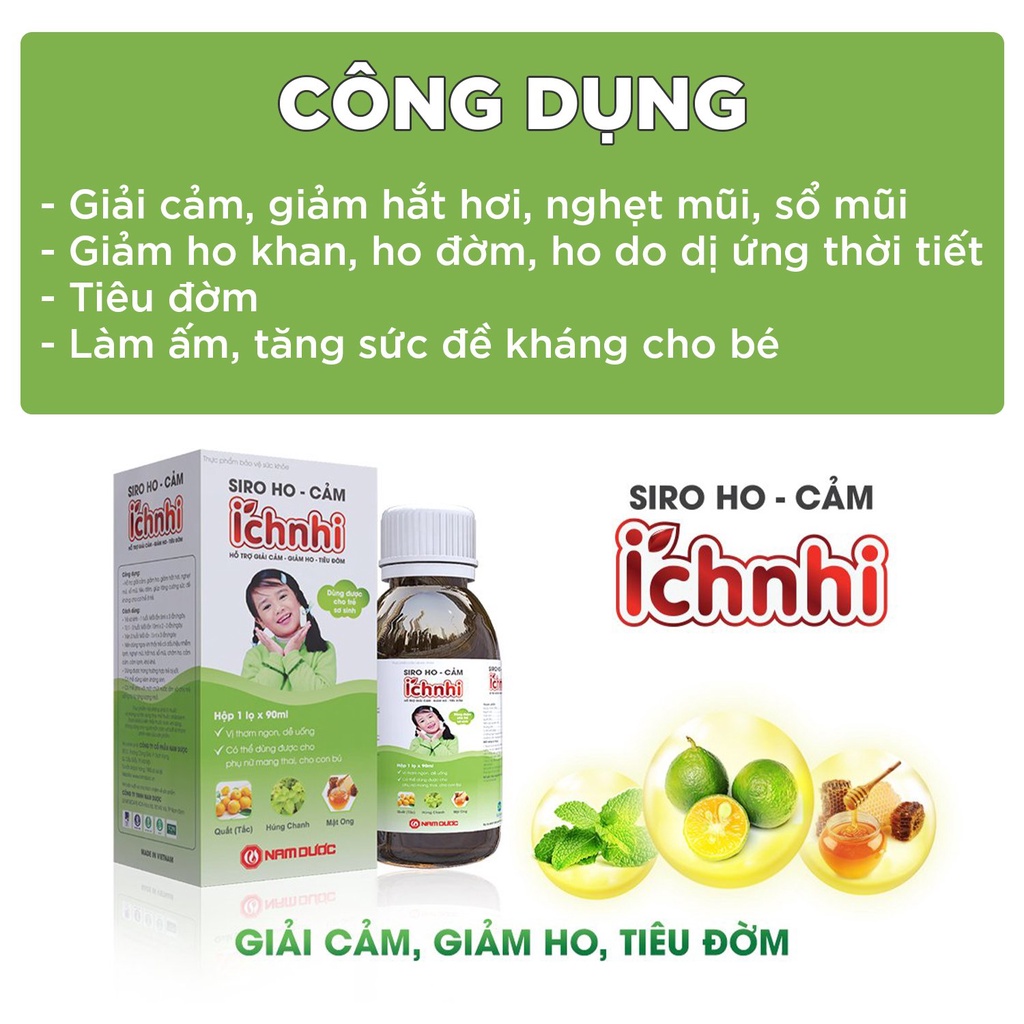 Ảnh Siro ho cảm Ích Nhi chai 90ml, hỗ trợ giải giảm, hỗ trợ giảm ho, sổ mũi, hỗ trợ tiêu đờm 3