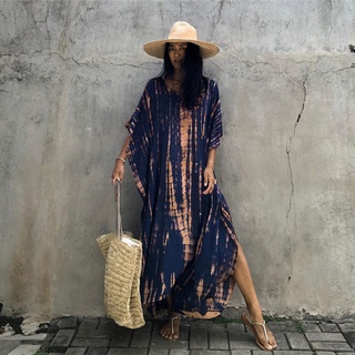 DN0007 Gợi Cảm Mùa Hè Boho Bikini Che Phủ Sọc Nữ Đi Biển Đầm Tắm Phù Hợp Với Che Mùa Hè Áo Maxi Đầm Kaftan