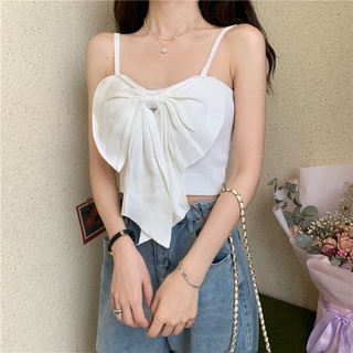 Áo Hai Dây Dáng Ngắn Thắt Nơ Phong Cách Hàn Quốc Thời Trang Mùa Hè Hàng Mới Dành Cho Bạn Nữ