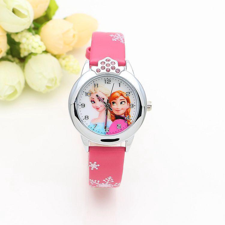 PS1 Bán dễ thương frozen Elsa trẻ em hoạt hình đồng hồ bé trai và bé gái Đồng hồ đông lạnh mặt số nhỏ đồng hồ thạch anh quà tặng đông lạnh B