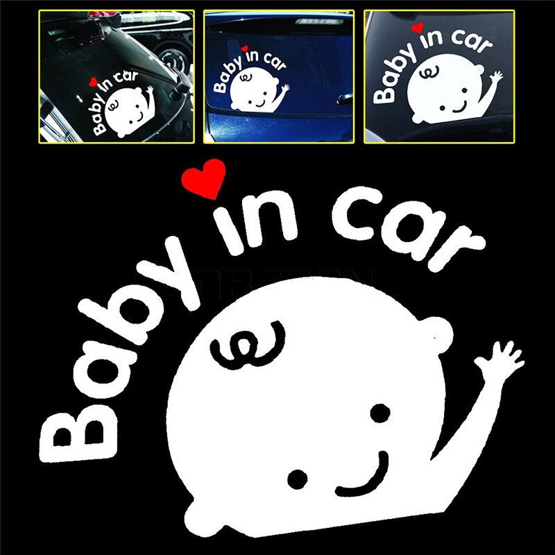 Miếng dán trang trí hình em bé hoạt hình và chữ cái Baby In Car đáng yêu dành cho kính chắn gió xe hơi