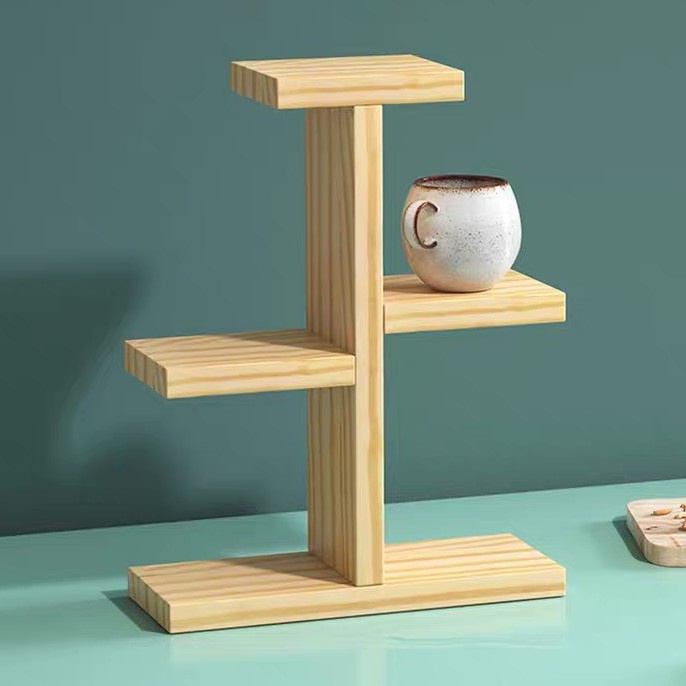KỆ gỗ trang trí cây cảnh mini , 5 VỊ TRÍ, trang trí đồ lưu niệm , chậu ...