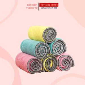 Set 10 Khăn lau đa năng microfiber lau tay nhà bếp bát đĩa siêu thấm hút loại to 25x25 KDN