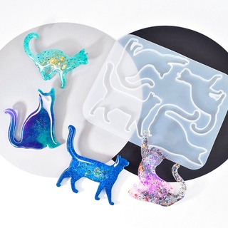 Khuôn Silicon Làm Móc Khóa Hình Mèo Hoạt Hình 3D DIY