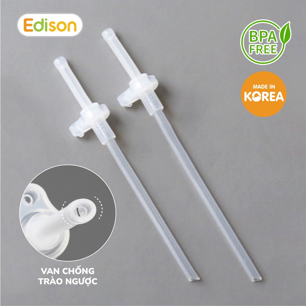 Made in Korea Set ống hút sữa silicon đa năng Edison chính hãng Hàn Quốc cho bé tập hút màu trắng mã 3024