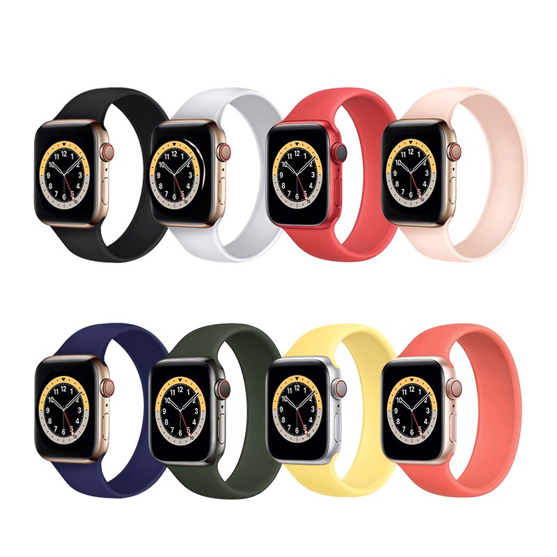 Nam Nữ Co Giãn Dây Đeo Đồng Hồ Silicon Lỏng Tích Hợp Dây Đeo Thiết Kế Không Khóa Thích Hợp Cho Apple Watch SE3 S9 S8 SE S7 S6 38mm 40mm 44mm 41mm 45mm Dây Đeo Cổ Tay