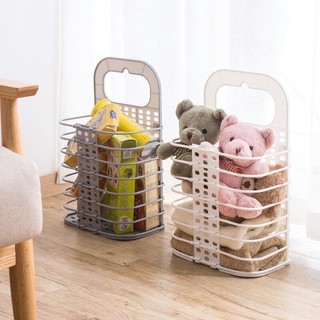 Giỏ nhựa treo hong máy giặt đựng quần áo và đồ dùng sinh hoạt treo tường có thể gấp gọn