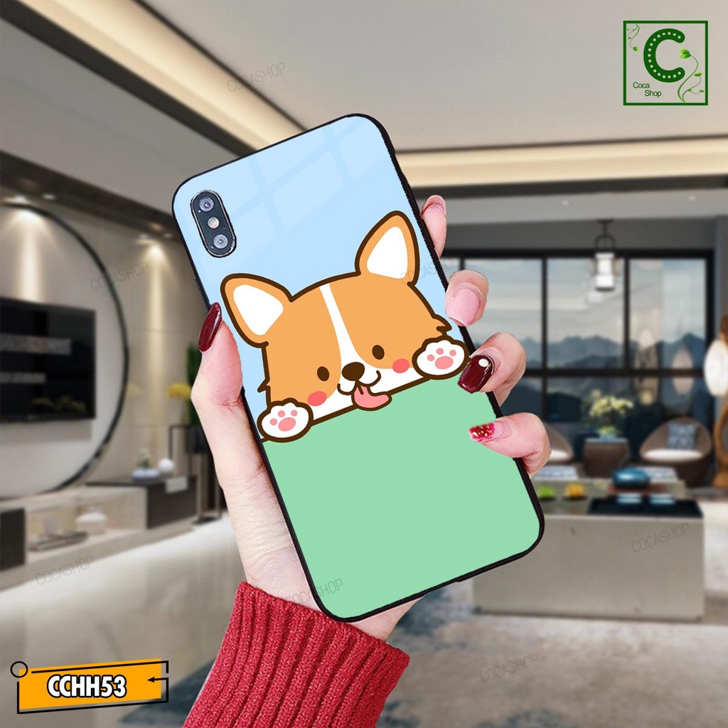 Ốp lưng iphone mặt kính cực đẹp, chống trày xước  - Chú chó đòi ăn - 6/6plus/6s/6splus/7/7plus/8/8plus/x/.....