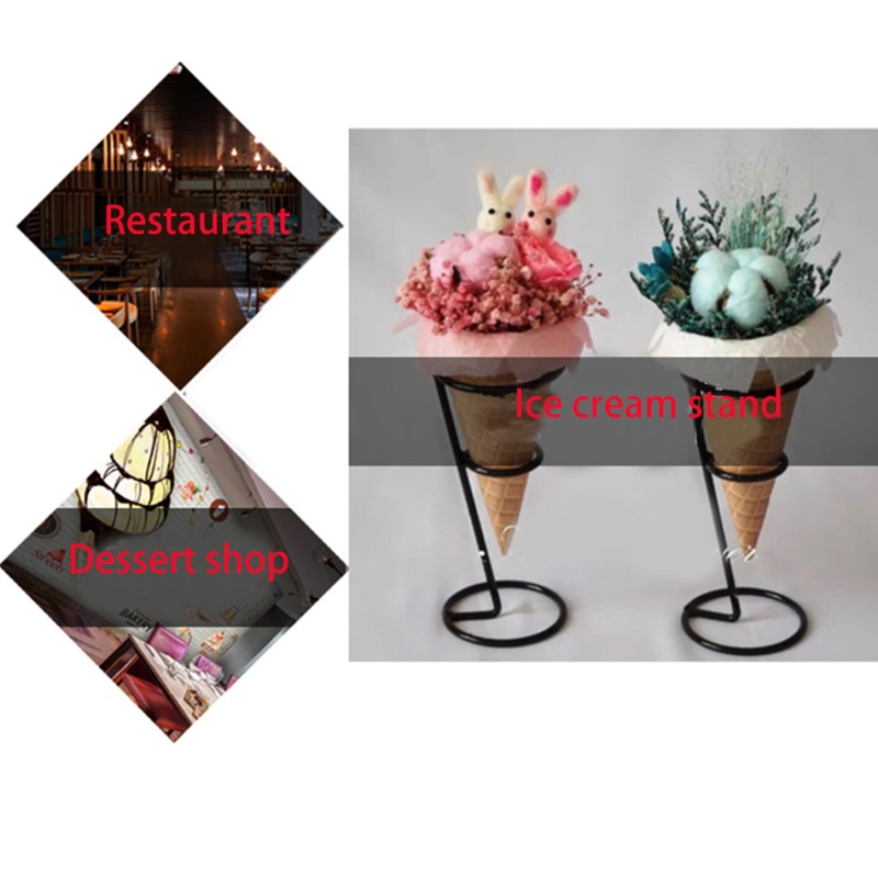 Giá đỡ kem ốc quế cupcake đá bào sushi bỏng ngô bằng sắt màu đen