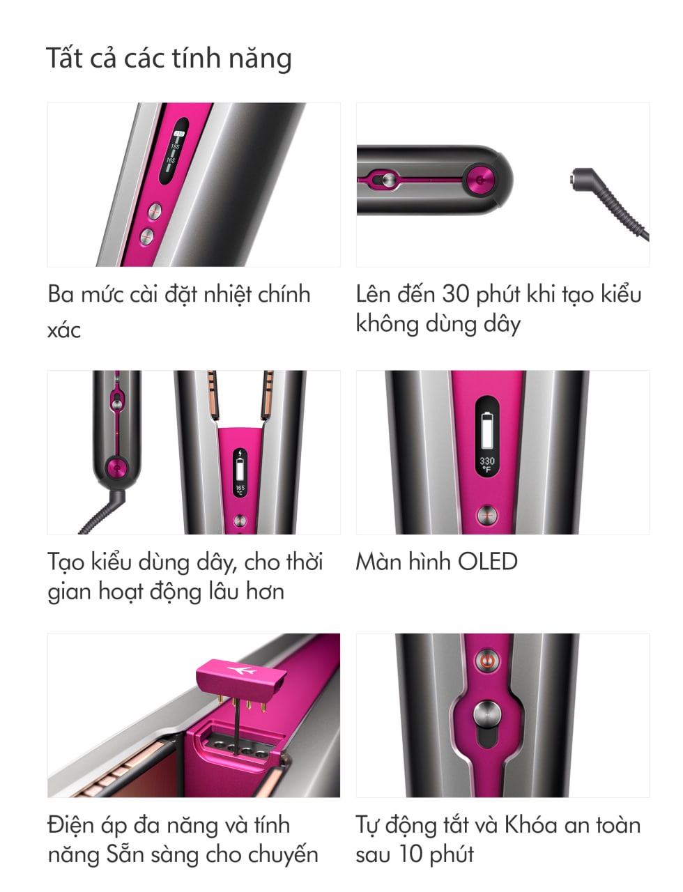 Mô tả Máy duỗi tóc Dyson Corrale ™ HS07 (Đen Xám Hồng) - 5