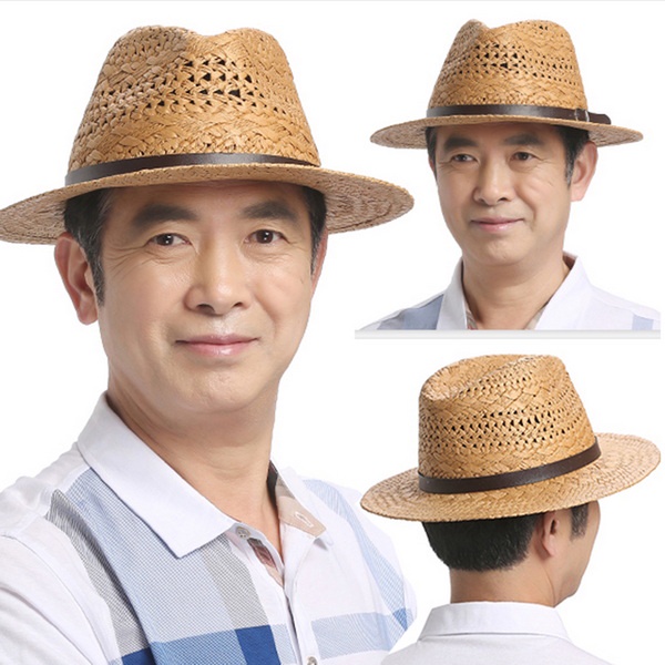 Ống hút mũ cao bồi phương Tây - Bohemia thoáng khí rỗng - Bãi biển mùa hè Mặt trời rộng vành Fedora Trilby Mũ chống nắng rơm