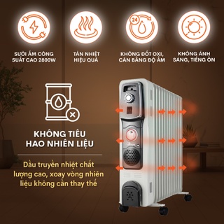Máy sưởi dầu nhập khẩu chính hãng FujiE OFR4613 Không khô da - Không phát sáng - Không đốt oxy