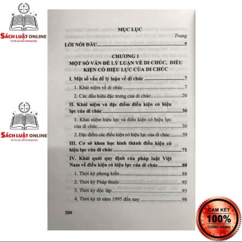 Sách - Di chúc và điều kiện có hiệu lực của di chúc