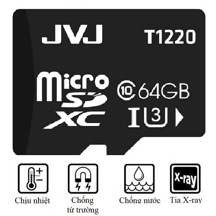 Ảnh Thẻ nhớ 64Gb JVJ Class 10 U3 - Dùng cho tất cả các dòng thiết bị hỗ trợ thẻ nhớ micro, camera giám sát-Bảo hành 5 năm 2