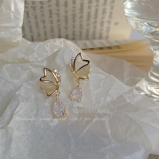 Bông Tai Hình Giọt Nước Đính Đá Opal Nhẹ Nhàng